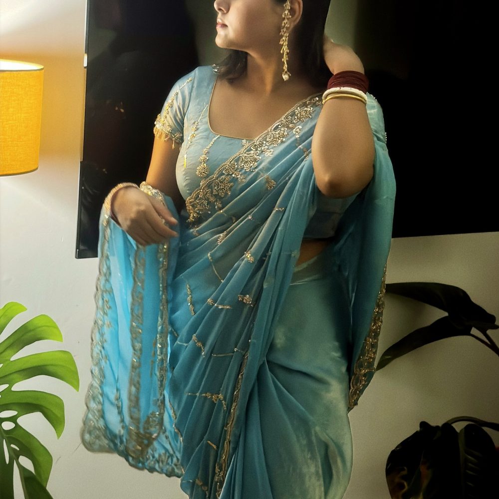 Ocean Maze Embroidered Saree